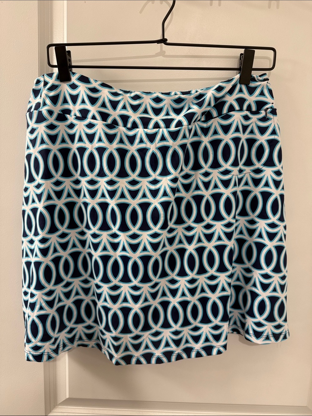 Blue Geometric Pattern A-Line Skort